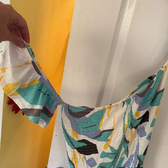 LASCANA Floral Ruffle BOHO Maxi Tropical Dress size 10 stretchy backless flowy - Picture 13 of 14